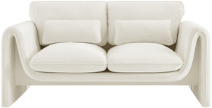 Sloan Cream Velvet Fabric Loveseat 199Cream-L Meridian Furniture
