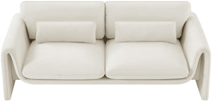 Sloan Cream Velvet Fabric Sofa 199Cream-S Meridian Furniture