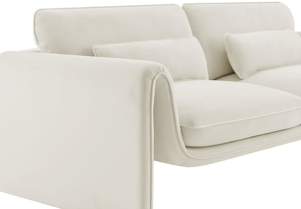 Sloan Cream Velvet Fabric Sofa 199Cream-S Meridian Furniture
