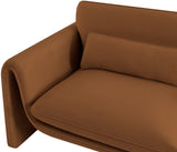 Sloan Saddle Velvet Fabric Loveseat 199Saddle-L Meridian Furniture