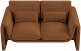 Sloan Saddle Velvet Fabric Loveseat 199Saddle-L Meridian Furniture