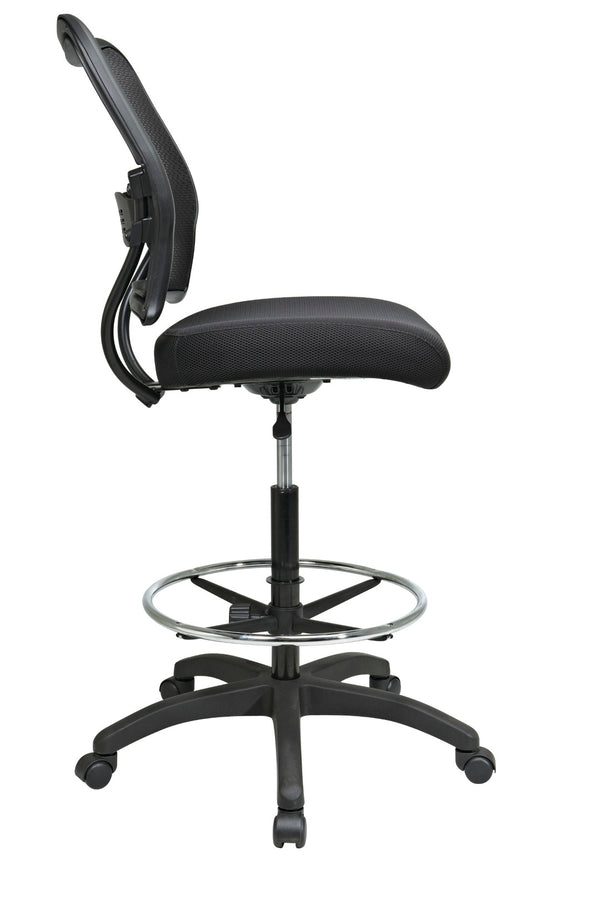 OSP Home Furnishings Deluxe Mesh Back Drafting Chair with Lumbar Support and Pneumatic Height Control 13-37N20D