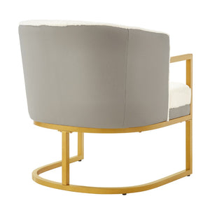 English Elm Modern Faux Fur Accent Chair Plush Upholstered Seat with Gold Iron Legs for Any Room Beige N763P360688A