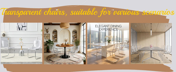 English Elm Transparent Polycarbonate Dining Chair Set of 4 with Arched Steel Frame Modern Style W2920P411151