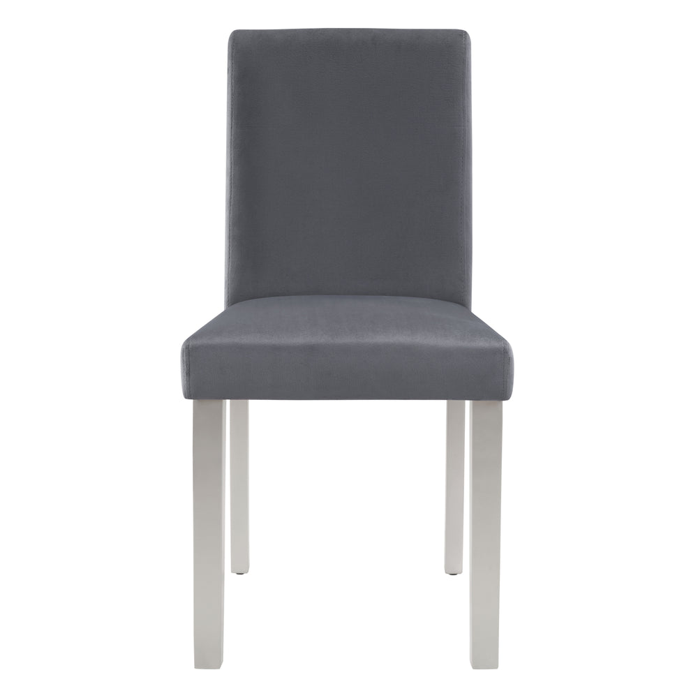 English Elm Dining Chairs Set for 4 with Plush Flannelette Upholstery, Ergonomic High Back & Solid Wood Legs, Silver Gray W1998P266887