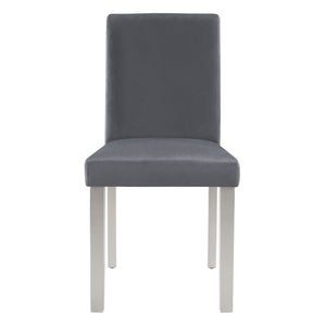 English Elm Dining Chairs Set for 4 with Plush Flannelette Upholstery, Ergonomic High Back & Solid Wood Legs, Silver Gray W1998P266887