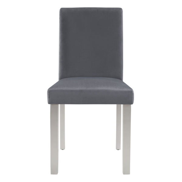 English Elm Dining Chairs Set for 4 with Plush Flannelette Upholstery, Ergonomic High Back & Solid Wood Legs, Silver Gray W1998P266887