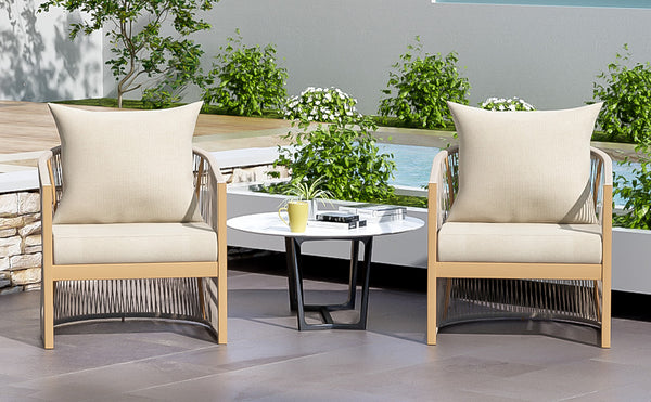 English Elm Christopher Knight Home® - [Set Of 2] Modern Beige Curved Aluminum Lounge Chairs With Plush Cushions For Outdoor Comfort N767P237033B_2