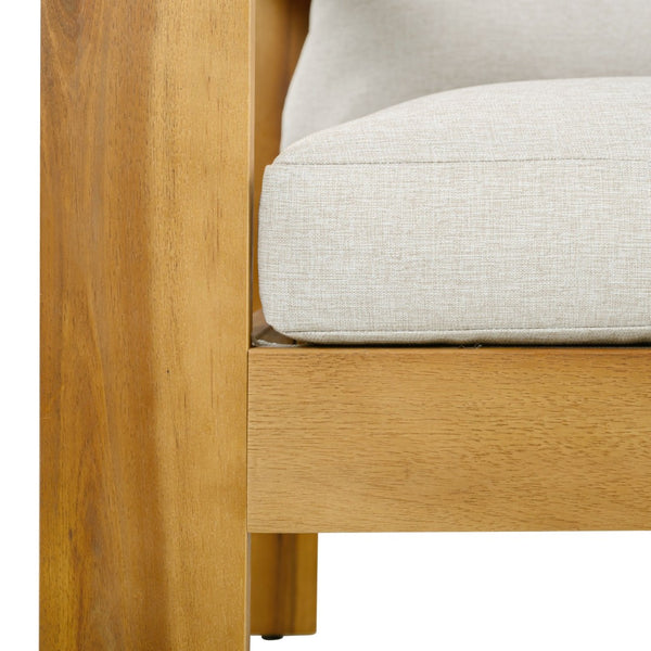 English Elm Outdoor Acacia Wood 4 Piece Sectional Set with Sofa Chair Ottoman and Table N757S454830B