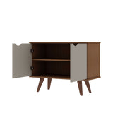 Manhattan Comfort Hampton Mid-Century Modern Accent Cabinet Off White and Maple Cream 19PMC11