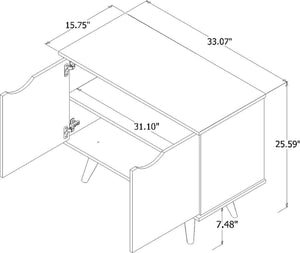Manhattan Comfort Hampton Mid-Century Modern Accent Cabinet Off White 19PMC6