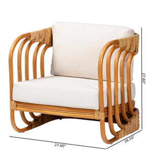 English Elm Bohemian Natural Rattan Accent Chair Woven Honey Frame with Removable Cushion B2750P467725