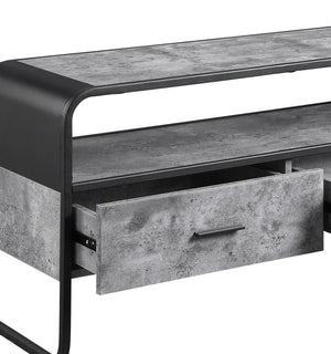 English Elm Modern Sleek TV Stand with Faux Concrete Top and Open Shelf Storage Minimalist Frame for Living Room Decor and Media Organization Black,Gray 17 L x 42.5 W x 8.5 H B2741P337133