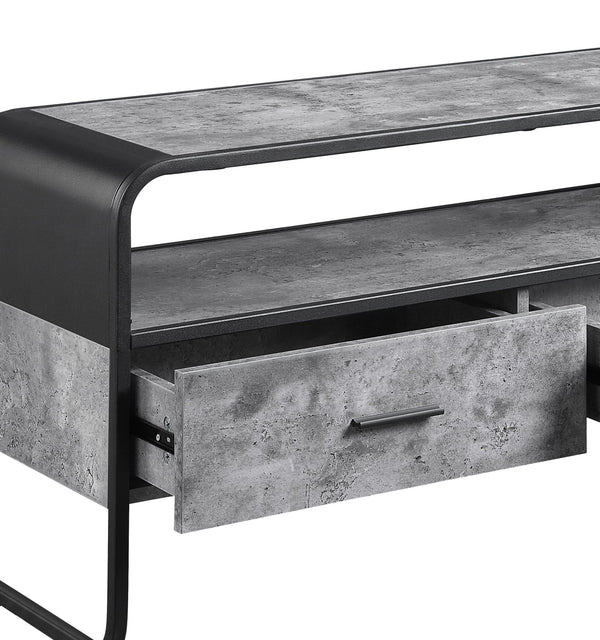 English Elm Modern Sleek TV Stand with Faux Concrete Top and Open Shelf Storage Minimalist Frame for Living Room Decor and Media Organization Black,Gray 17 L x 42.5 W x 8.5 H B2741P337133