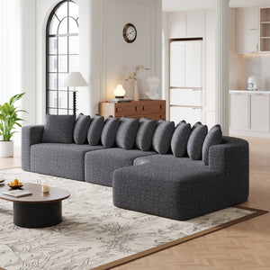 English Elm 131.1-inch Chenille Cloud Sectional with Memory Foam Cushions and 10 Plush Pillows W3505S00015