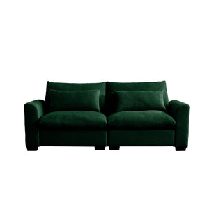 English Elm Modern Sofa Couch 3-Piece Sectional Set with Deep Seats Chenille Upholstery Solid Wood Frame Comfortably Stylish and Versatile Combination for Living Room Lounge Green W714S00667