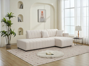 English Elm Scandinavian Channel Tufted L Shaped Sectional Sofa with Plush Foam Cushioned Seating B2730S00042