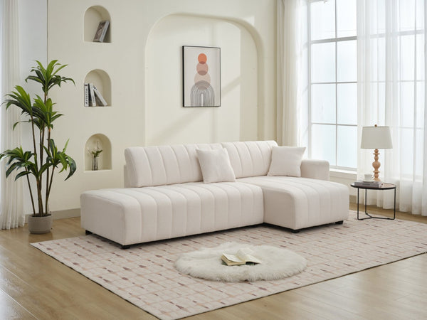 English Elm Scandinavian Channel Tufted L Shaped Sectional Sofa with Plush Foam Cushioned Seating B2730S00042