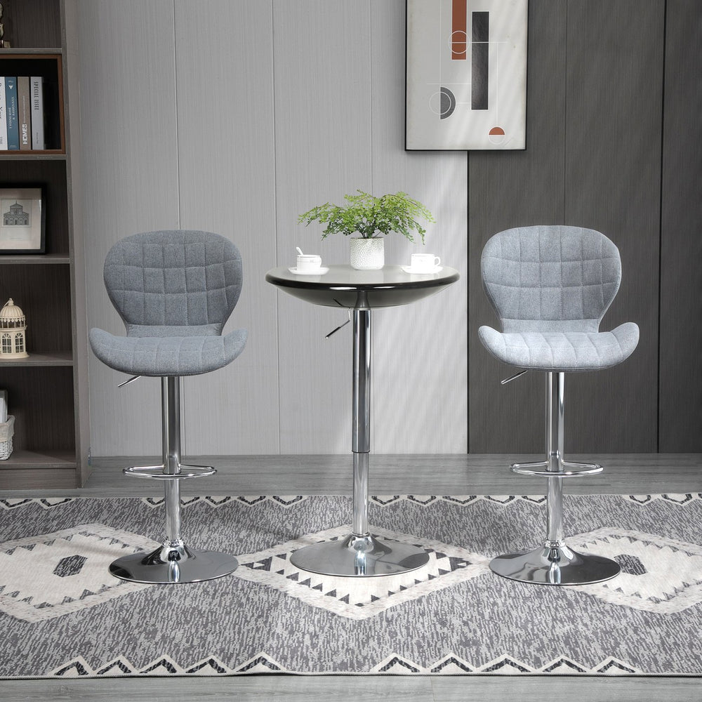 English Elm HOMCOM Adjustable Round Bar Table with Airlift, 29.5"-38.25" Height, Sturdy Metal Base, Black W2225P173869