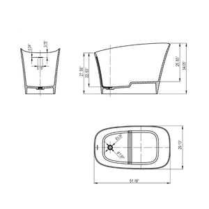 English Elm 51-inch Solid Surface Freestanding Soaking Tub with Integrated Seat Matte White Finish W1613P410199