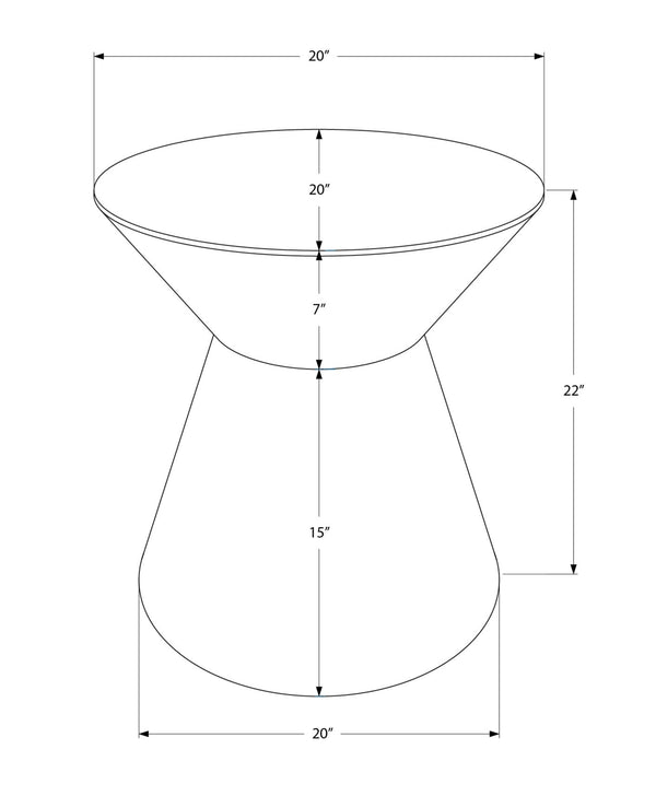English Elm Accent Drum End Table with Hammered Metal Finish — 22" Handcrafted Cone Shape for Chic Living Spaces Gold 23 L x 23 W x 19 H B2710P219458