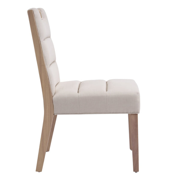 English Elm Upholstered Armless Dining Chairs Rubberwood Frame Minimalist Set of 2 for Compact Spaces Beige,Natural N768P391163N