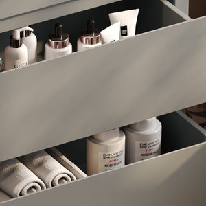 English Elm Christopher Knight Home® - 30" Bathroom Vanity with Ceramic Sink, 2 Soft-Close Full-Extension Drawers, Handle-Free 45° Design, Durable MDF Gray N817P280549G