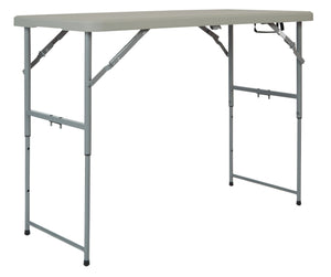 OSP Home Furnishings 4' Folding Resin Table with Adjustable Height Steel Frame for Indoor Outdoor Events BT04FA