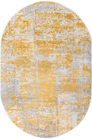 Unique Loom Finsbury Elizabeth Machine Made Abstract Rug Yellow, Ivory/Gray 5' 3" x 8' 0"