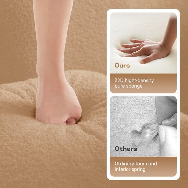 English Elm 106" Teddy Fabric L-Shaped Sofa - Plush, No Assembly, Contrast Color, Cozy Couch For Modern Living Room W714S01417