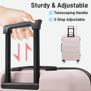 English Elm Hardshell 3 Piece Luggage Set Abs Spinner Suitcase with Tsa Lock Telescoping Handle Light Pink N732P308497U