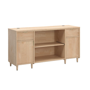 English Elm Credenza, Maple finish—65" durable engineered wood storage with 2 drawers, adjustable shelves, cord management B356P354456