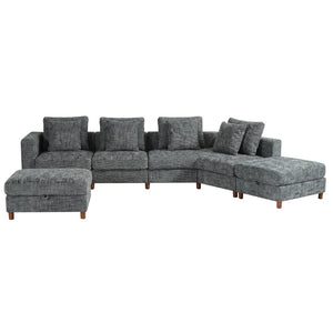 English Elm 147'' Modular Cloud Sectional Chenille Sofa with Two Ottomans for Spacious Living W680S00098