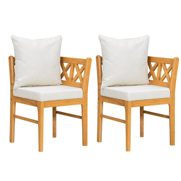 English Elm Farmhouse Solid Rubberwood Dining Chairs Set of 2 with Breathable Rattan Weave — Quiet Luxury Design Natural,White N842P294503A