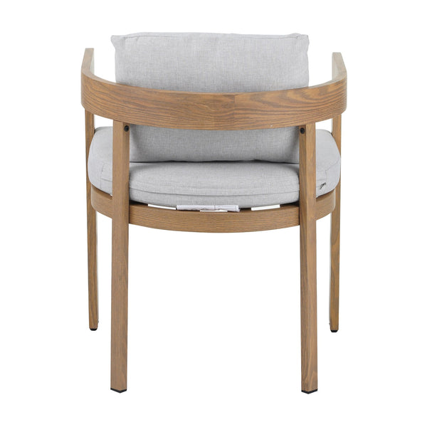 English Elm Christopher Knight Home® - Elko Teak-Finish Aluminum Dining Chairs Set of 2 with Light Gray Cushions, Weather-Resistant Comfort N775P210128T