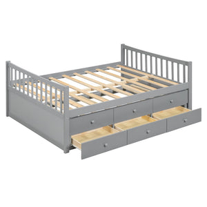 English Elm Full Size Daybed with Trundle Twin Pullout and Three Storage Drawers for Guest Rooms LP100341AAE