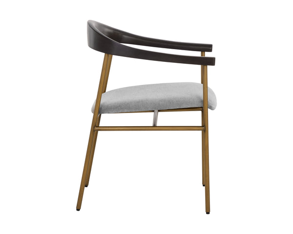 Sunpan Giorgio Mid-Century Modern Dining Armchair with Antique Brass Legs and Durable Performance Fabric