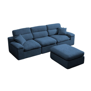 English Elm Corner Chenille Sectional Sleeper Sofa with High Back Support for Apartment Living Dark Blue W5532S00038