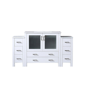 English Elm Volez 60 in White Single Bath Vanity with Side Cabinets, Solid Wood Frame, Soft-Close Drawers, Scratch-Resistant Ceramic Top B2731P337019