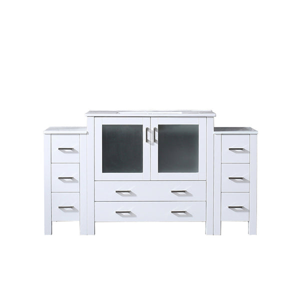 English Elm Volez 60 in White Single Bath Vanity with Side Cabinets, Solid Wood Frame, Soft-Close Drawers, Scratch-Resistant Ceramic Top B2731P337019
