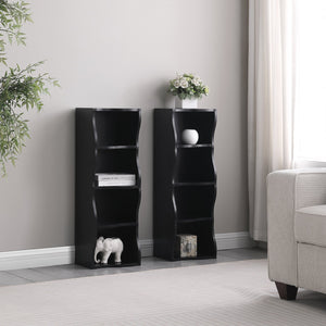 English Elm 8-layer ultra-thin 8-tier tall bookshelf with wavy edge design, space-saving display shelf for home office Black W487P339358