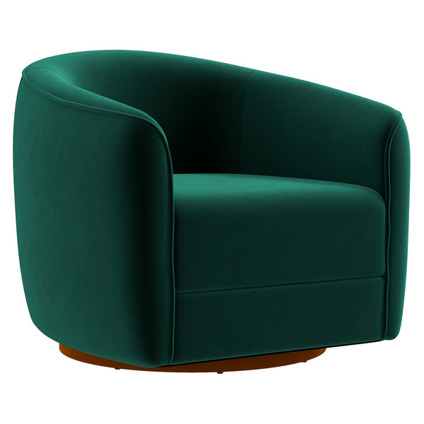 English Elm Ashcroft Furniture - Elise Mid Century Dark Green Velvet Swivel Chair - Solid Wood Frame, Plush Foam Seating, Versatile Accent B183P231865
