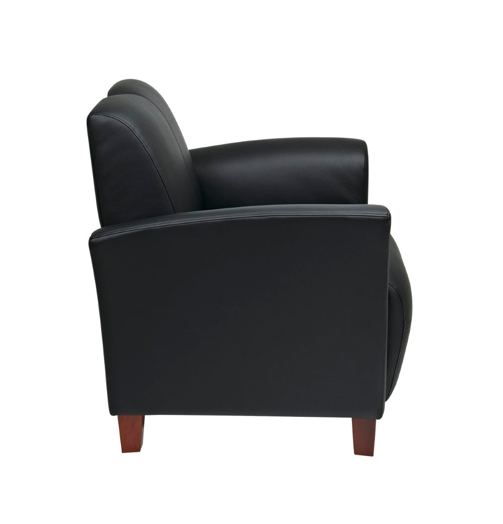 OSP Home Furnishings Black Bonded Leather Club Chair with Solid Wood Legs for Living Room or Office Use SL2271EC3
