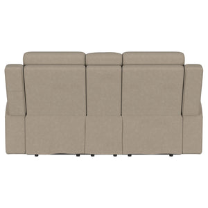 English Elm Slater Manual Reclining Loveseat with Center Console and Suede Leatherette Upholstery Taupe B062P440395