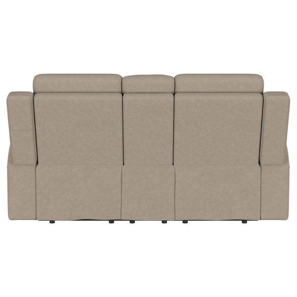 English Elm Slater Manual Reclining Loveseat with Center Console and Suede Leatherette Upholstery Taupe B062P440395
