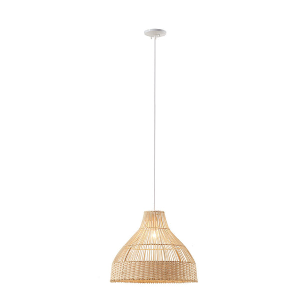 JLA Home INK+IVY - Bell Natural Bamboo Bell-Shaped Pendant Light — Woven Shade, Warm Diffused Glow for Farmhouse & Boho Interiors II151-0138
