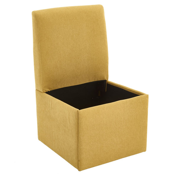 English Elm COOLMORE Swivel Rolling Dining Chair with Hidden Storage, Linen Upholstered 4-Wheel Multiuse Seat Yellow W1539P277681