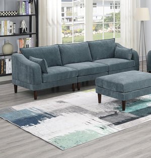 English Elm 6pcs Modular Sofa Set Modular Sectional 6-Piece Morgan Mineral Fabric Modern Suede-Look Comfort Zone B011S01581