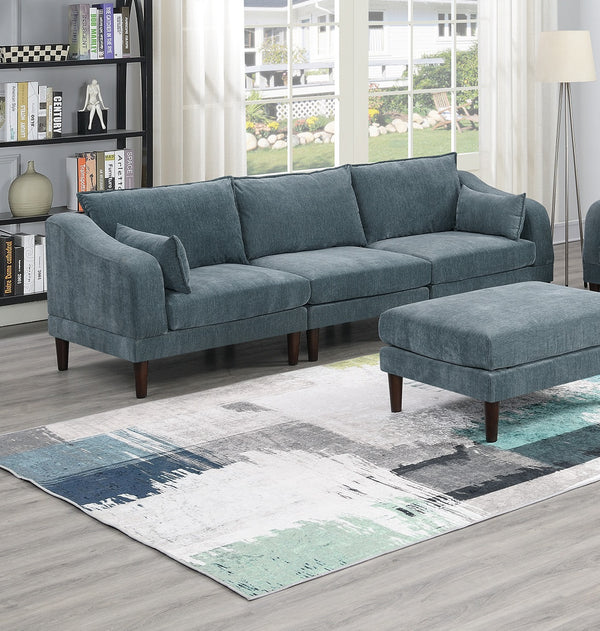 English Elm 6pcs Modular Sofa Set Modular Sectional 6-Piece Morgan Mineral Fabric Modern Suede-Look Comfort Zone B011S01581