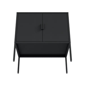 English Elm Ava 24" Metal Accent Cabinet in Black – Slim Steel Storage with Adjustable Shelf, Modern Minimalist Design B365P397879